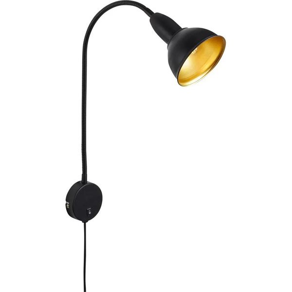 Lampada Da Letto Interruttore On/Off Flessibile E14 25 W Nero-Oro Metallo Briloner-image