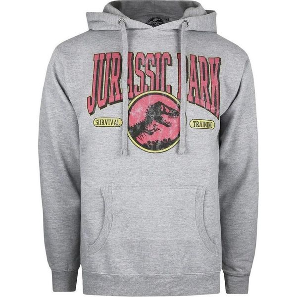 Jurassic Park - Felpa Con Cappuccio "Survival Training"" Da Uomo TV164 (S) (Grigio Screziato)"-image