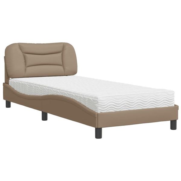 Vidaxl Letto Con Materasso "Hvar"" Cappuccino-Marrone 90X190 Cm In Pelle Finta"-image