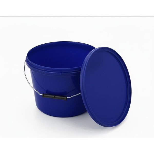 Benbow Secchio Con Coperchio 10L X100 Blu - Sicuro Per Gli Alimenti, Robusto, Ermetico, A Prova Di Perdite, Inodore - Secchio In Plastica Con Manico - Vuoto-image