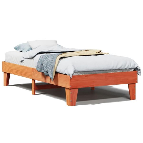Vidaxl Letto In Legno Massiccio Senza Materasso Cera Marrone 75X190 Cm Legno Di Pino-image