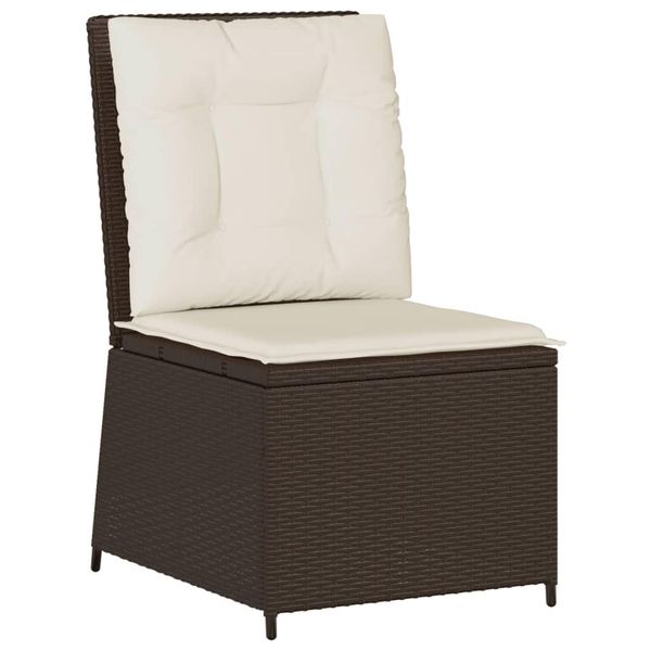Vidaxl Poltrona Da Giardino Con Funzione Reclinabile E Cuscino In Poly Rattan Marrone-image