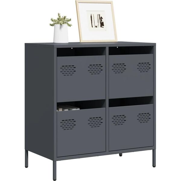 Vidaxl Credenza Antracite 68X39X73,5 Cm Acciaio Laminato A Freddo-image