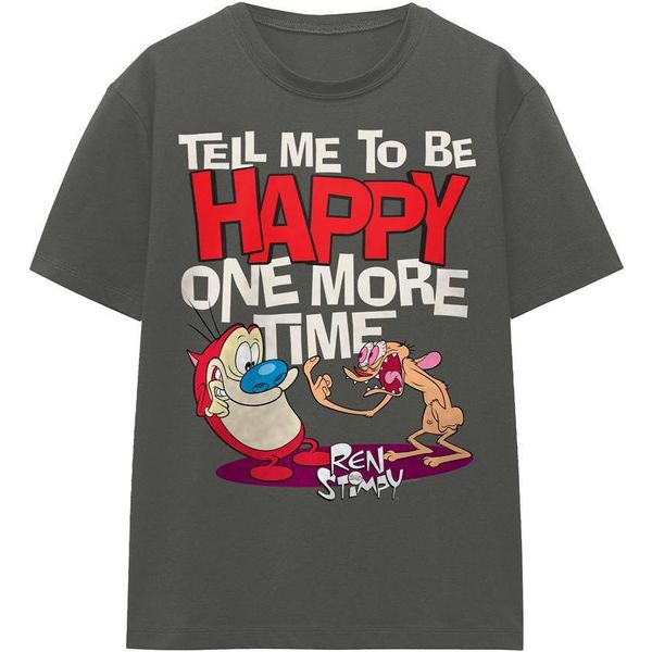 Ren & Stimpy - Maglietta "Tell Me To Be Happy"" Per Uomo/Donna Unisex TV15918 (M) (Charcoal)"-image
