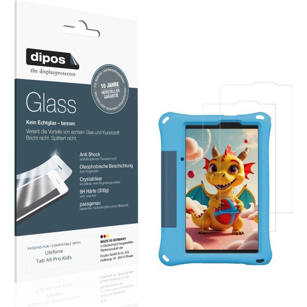 2X Pellicola Protettiva Per Ulefone Tab A9 Pro Kids Protezione Vetro Flessibile 9H Dipos-image