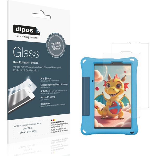 2X Pellicola Protettiva Per Ulefone Tab A9 Pro Kids Protezione Opaco Vetro Flessibile 9H Dipos-image