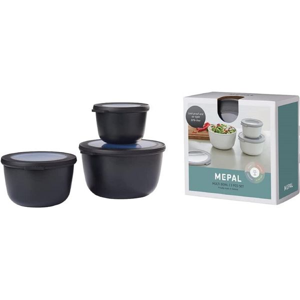 Mepal 106231041100 Mepal Frischhaltedosen-Set Cirqula 8,5/10,0/11,5 Cm Hoch Nordic Black 0,5/1,0/2,0 L, 1 Set-image