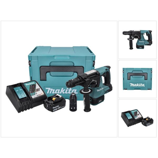 Makita Dhr 243 RF1J Trapano A Percussione A Batteria 18 V 2,0 J Sds Plus Brushless + 1X Batteria 3,0 Ah + Caricabatteria + Makpac-image