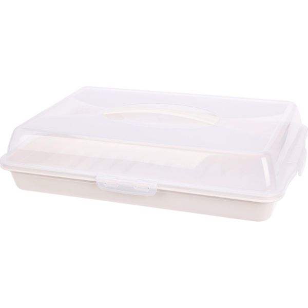 Vassoio Per Servire E Trasportare Torte Excellent Houseware, Polipropilene, 44X31X10 Cm, Bianco-image