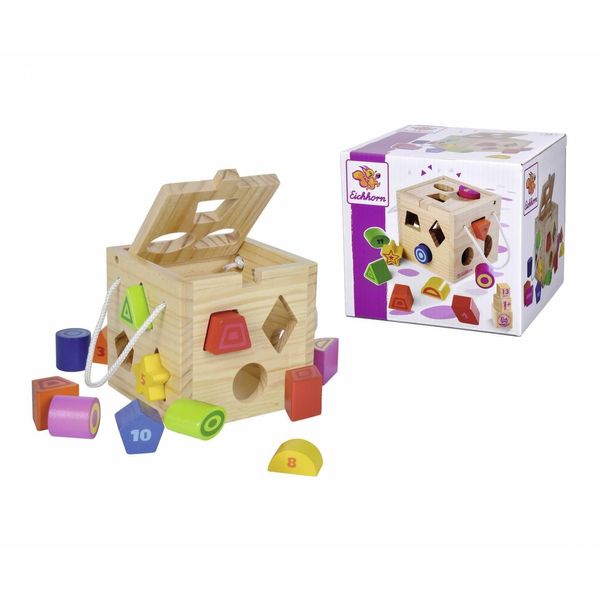 Cubo Di Chiodini Eichhorn - Cubo Di Legno Con 12 Diversi Blocchi Di Chiodini E Gioco Di Abilità Motorie-image
