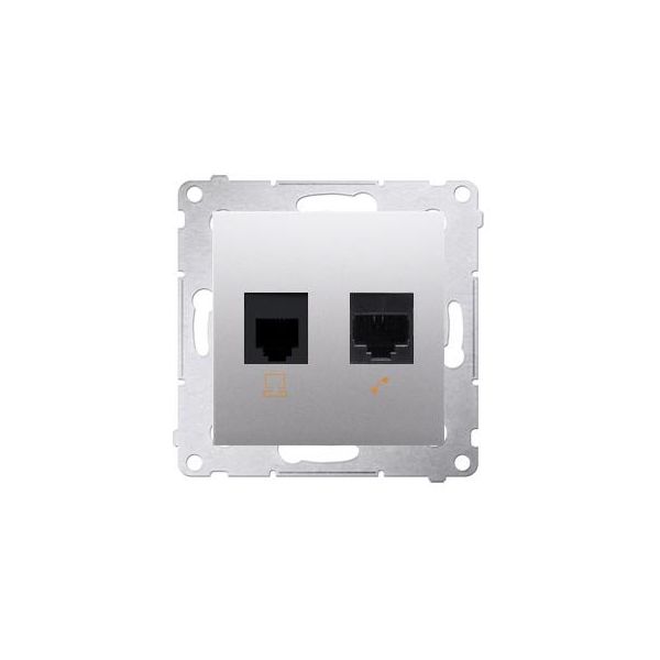 Presa Per Computer RJ45 Cat. 5E (Modulo) E Presa Telefonica RJ12 Argento Opaco Contatto Simon 54 Premium D5T.01/43-image