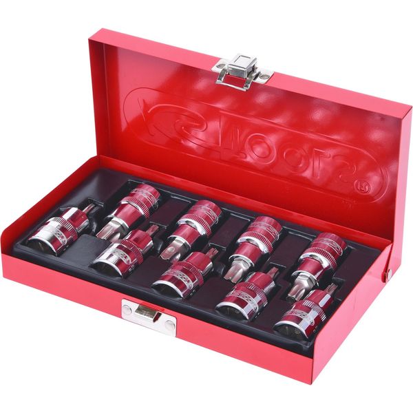 Ks Tools 918.1386 - Set Di Chiavi A Bussola - 1/2 Pollice - Metriche - 9 Teste - T20,T25,T27,T30,T40,T45,T50,T55,T60 - Acciaio Al Cromo Vanadio-image