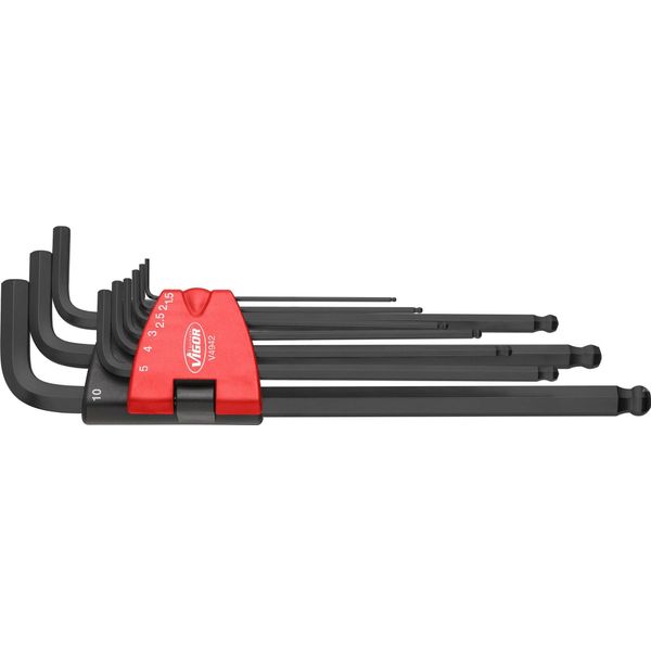 Set Di Cacciaviti A Esagono Vigor V4942 9 Pezzi Profilo Esagonale 1,5 2 2,5 3 4 5 6 8 10-image