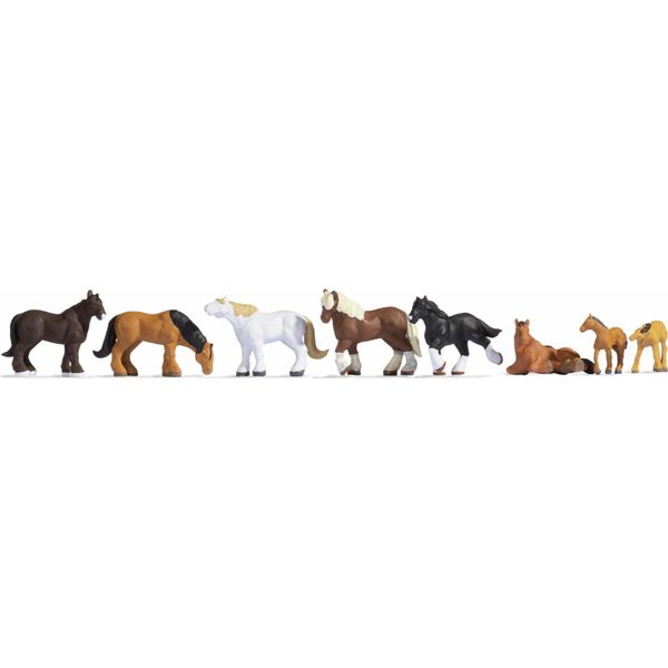 Noch® Cavalli A Sangue Freddo, Set Di Figure Di Animali Realistici, Perfetti Per Il Modellismo Ferroviario E Il Diorama In Scala N-image