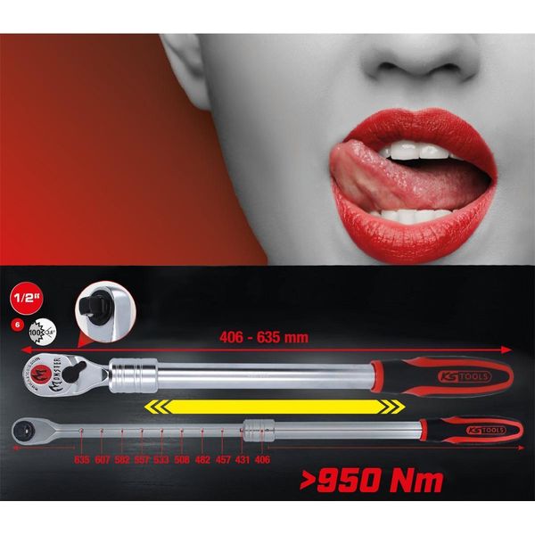 Ks Tools 1/2 Monster Cricchetto Telescopico Reversibile, 100 Denti, 935.1285-image