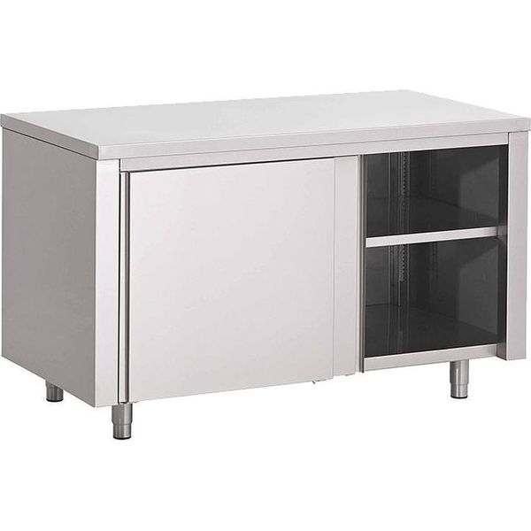 Armadio Da Lavoro Gastro-Inox Con Ante Scorrevoli In Acciaio Inox 1800X700X880Mm-image