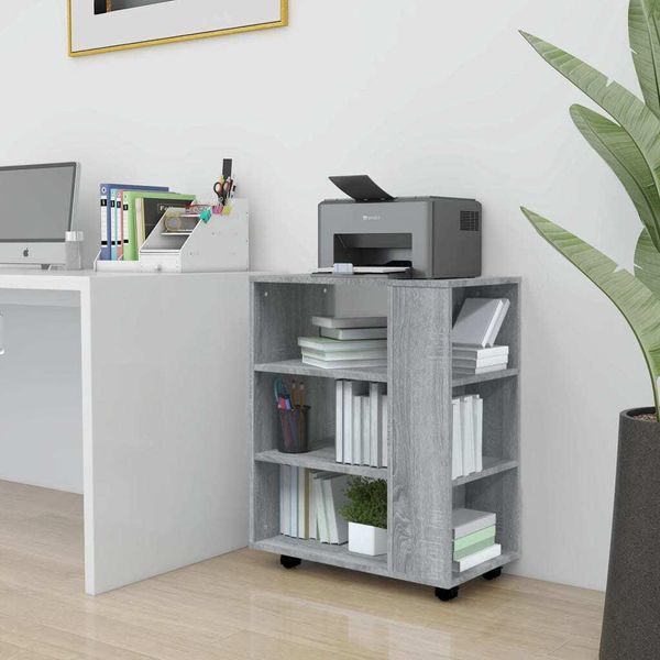 The Living Store Armadio A Rotelle Grey Sonoma 60X35X75 Cm Materiale A Base Di Legno-image