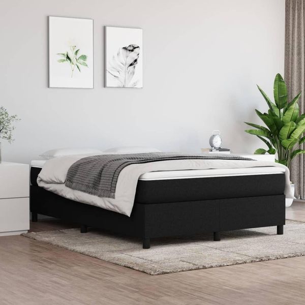 The Living Store Struttura Letto Nera 140X190 Cm In Tessuto-image