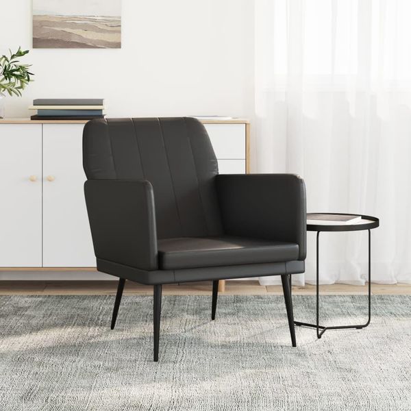 The Living Store Poltrona Nera 61X78X80 Cm In Pelle Finta-image