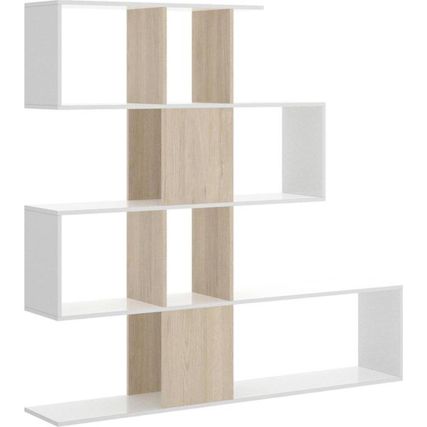 Dmora Libreria Ax 29X145X145H Cm Bianco Bianco Lucido, 4 Ripiani Portata Ripiani 4-image
