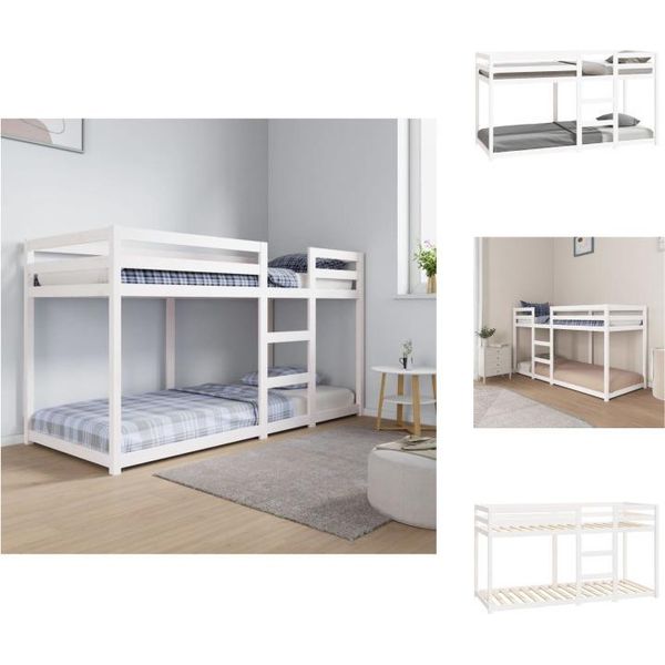 Vidaxl Letto A Castello Bianco 80X200 Cm In Pino Massiccio - Letti E Strutture Letto-image