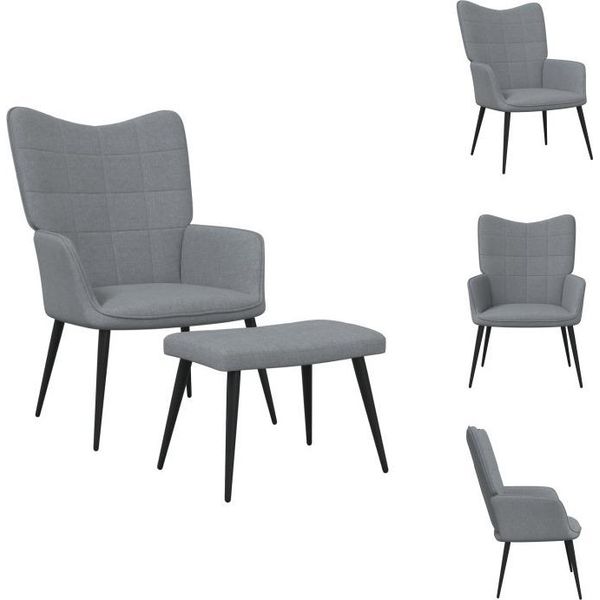 Vidaxl Poltrona Relax Con Sgabello In Tessuto Grigio Chiaro - Poltrona-image