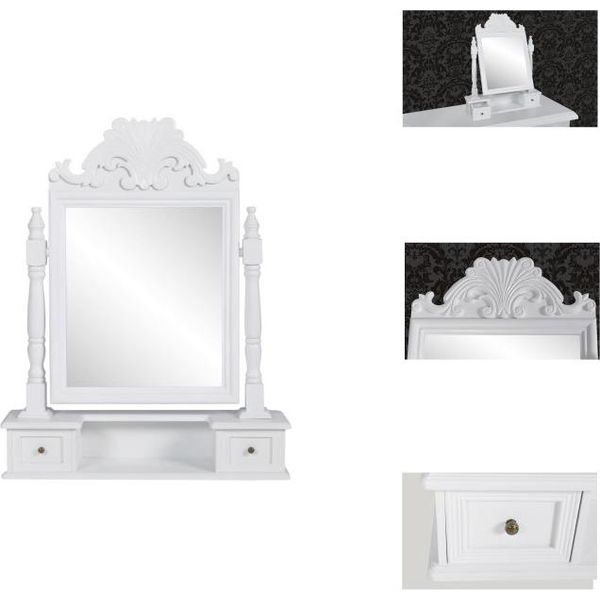 Vidaxl Tavolino Da Toilette Con Specchio Rettangolare Girevole In Mdf - Tavolini Da Toilette-image