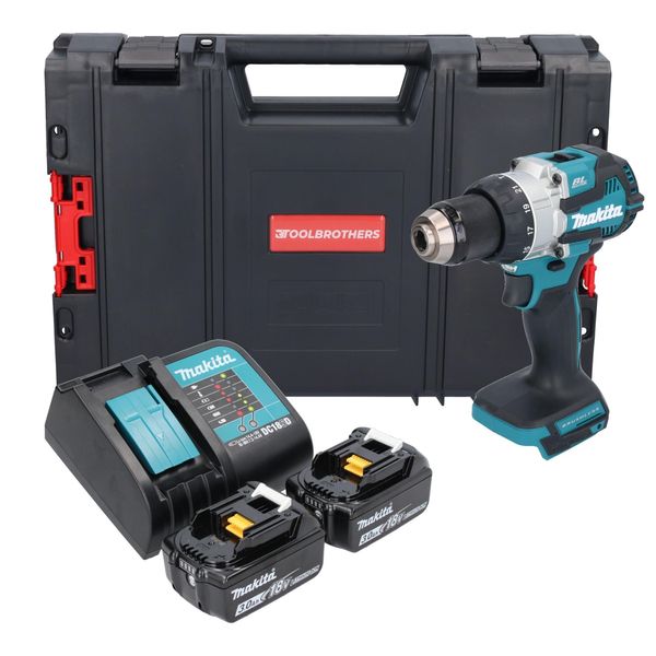 Makita Dhp 489 SFJ-R Trapano A Percussione A Batteria 18 V 73 Nm Brushless + 2X Batteria Ricaricabile 3,0 Ah + Caricabatterie + Rhino-image