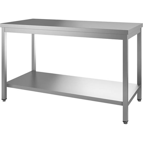 Tavolo Da Lavoro Gastro-Inox In Acciaio Inox Con Ripiano Di Base 1900X600X880Mm-image