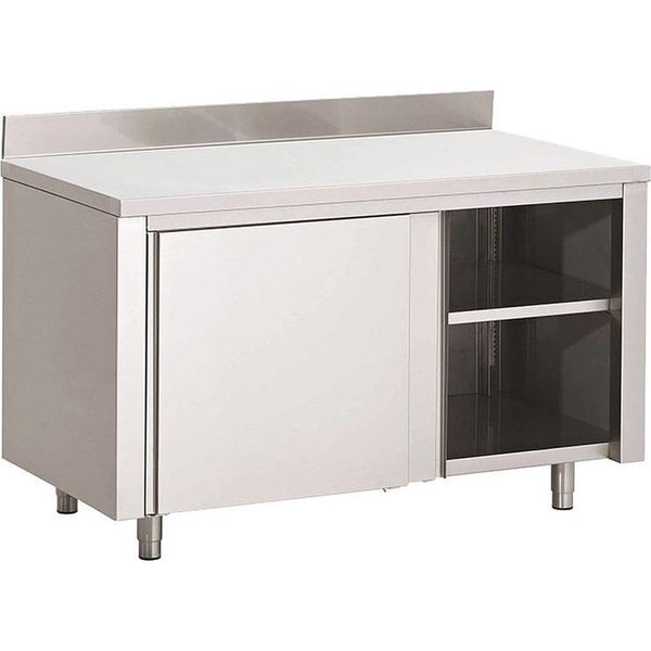 Armadio Da Lavoro Gastro-Inox Con Ante Scorrevoli E Alzatina 2000X600X880Mm-image