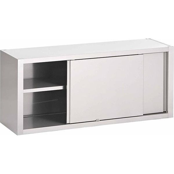 Armadio A Muro Gastro-Inox In Acciaio Inox Con Porte Scorrevoli 1600X400X660Mm-image