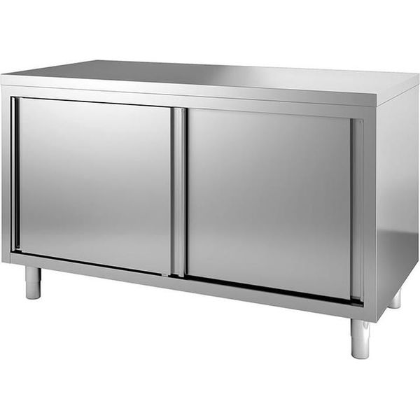Armadio Da Lavoro Gastro-Inox In Acciaio Inox Con Porte Scorrevoli 1700X600X880Mm-image