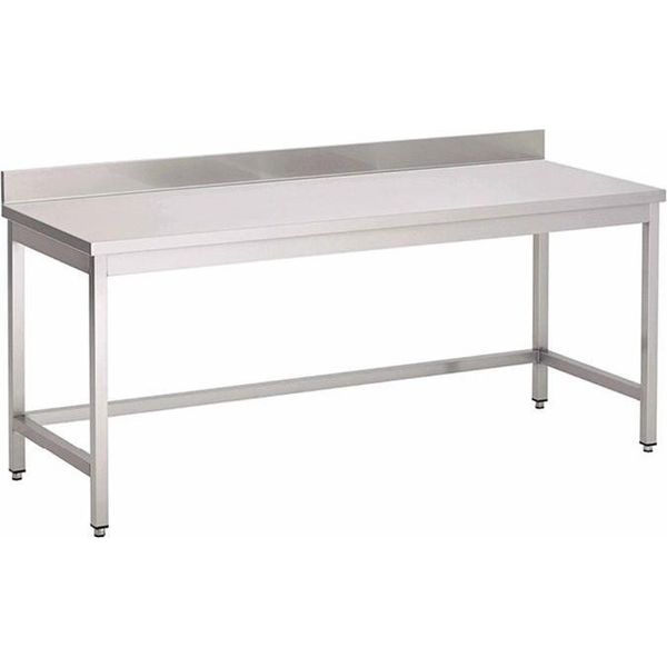 Tavolo Da Lavoro Gastro-Inox Senza Ripiano Inferiore Con Alzatina In Acciaio Inox 1700X600X880Mm-image