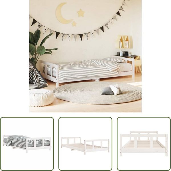 The Living Store Letto Per Bambini Bianco 90X200 Cm In Legno Di Pino Massiccio-image