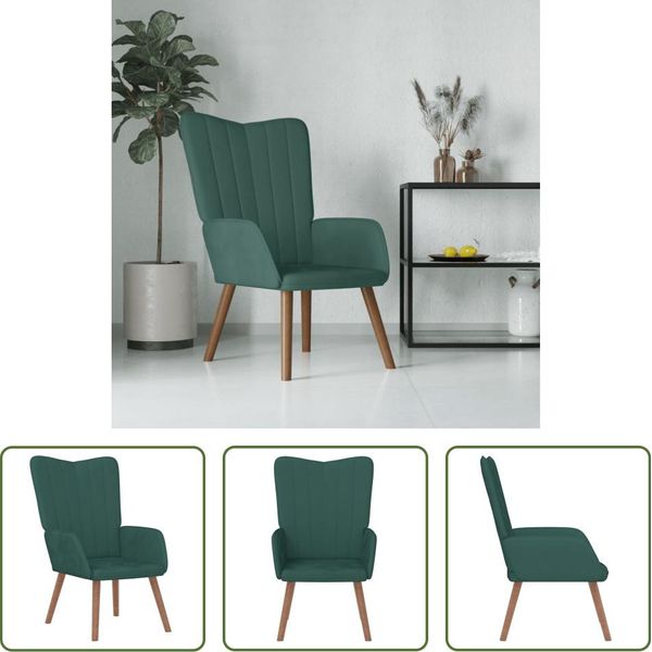 The Living Store Poltrona Relax In Velluto Verde Scuro-image