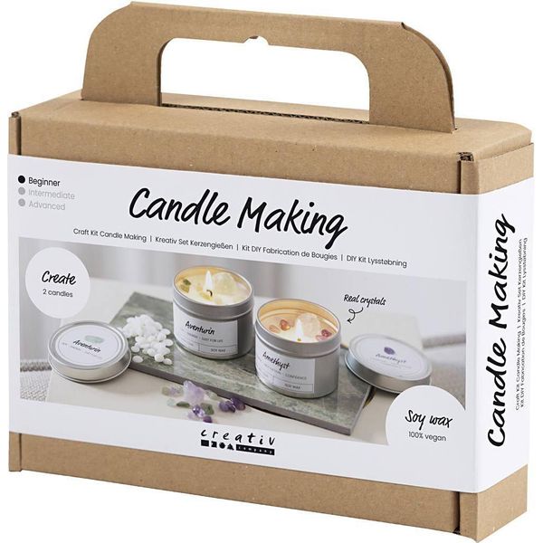 Set Creativo Di Candele In Cera Di Soia Con Cristalli Veri, Incluso Materiale E Istruzioni-image