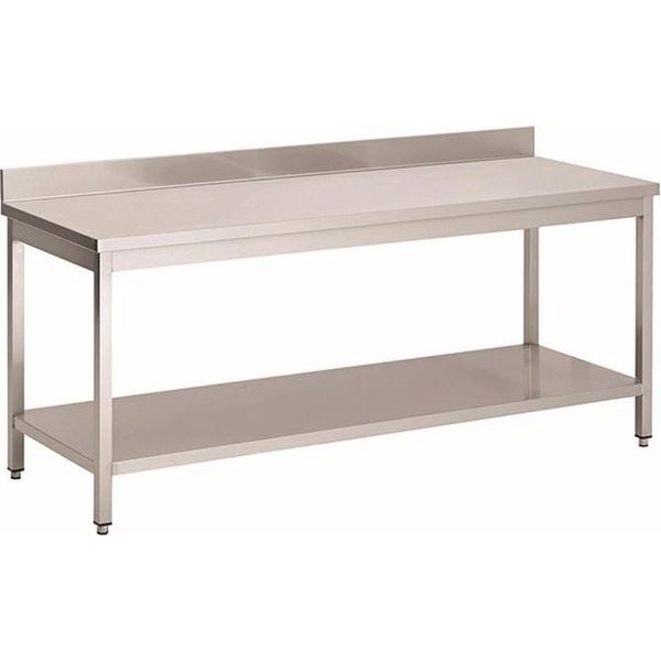 Tavolo Da Lavoro Gastro-Inox In Acciaio Inox Con Ripiano Di Base 700X600X880Mm-image