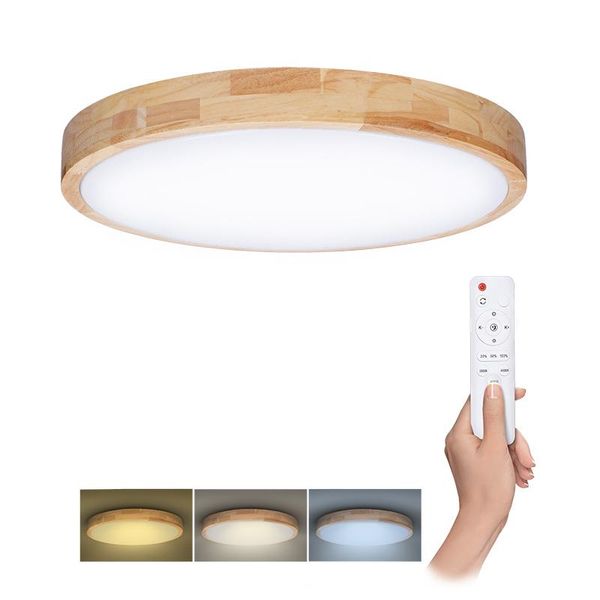 Plafoniera Led Solight WO8009 Rovere Massiccio 48 W 3360 Lm 3000-6000 K Rovere Con Telecomando-image