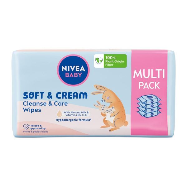 Nivea Baby Soft & Cream Salviettine Biodegradabili Per Bambini, 4 X 57 Pezzi-image