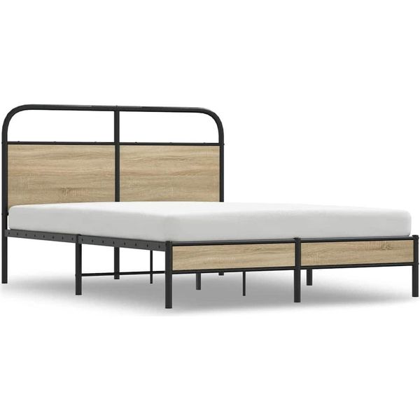 Vidaxl Struttura Letto Senza Materasso 140X200 Cm Rovere Fumé Materiale A Base Di Legno-image