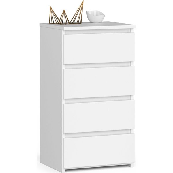 Comò Classico Bianco CL4 Con 4 Cassetti Per Elegante Organizzazione E Facile Montaggio-image