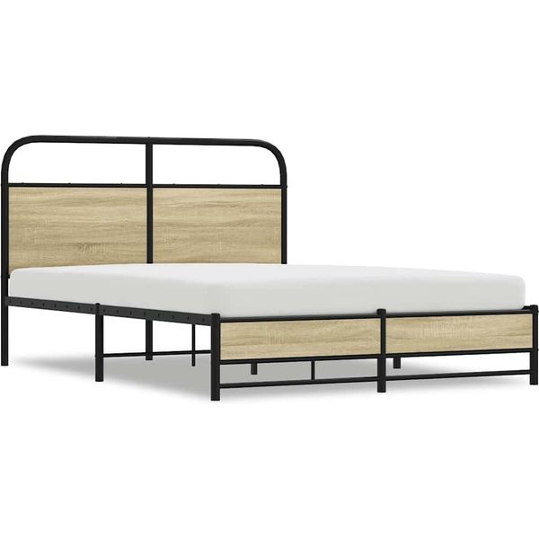 Vidaxl Struttura Letto Senza Materasso 140X190 Cm Materiale Legno Rovere Sonoma-image
