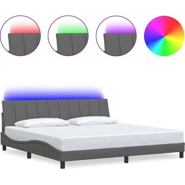 Vidaxl Struttura Letto Senza Materasso "Hanko"" Grigio Scuro 200X200 Cm Tessuto"-image