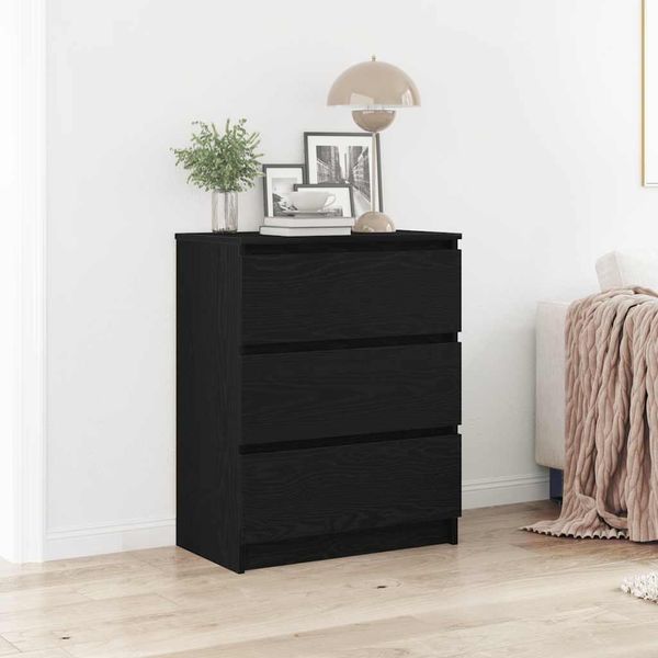 Vidaxl Credenza Look Rovere Nero 60X35X76 Cm Materiale A Base Di Legno-image