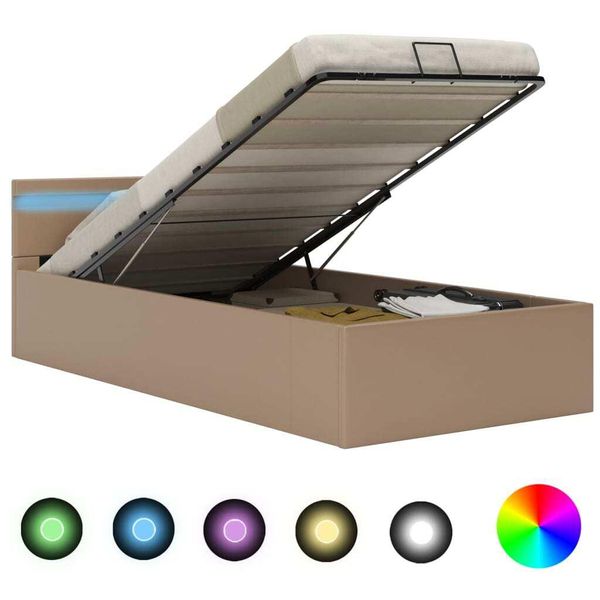Syfax™ Giroletto Idraulico Con Led Cappuccino Pelle Finta 90X200 Cm-image