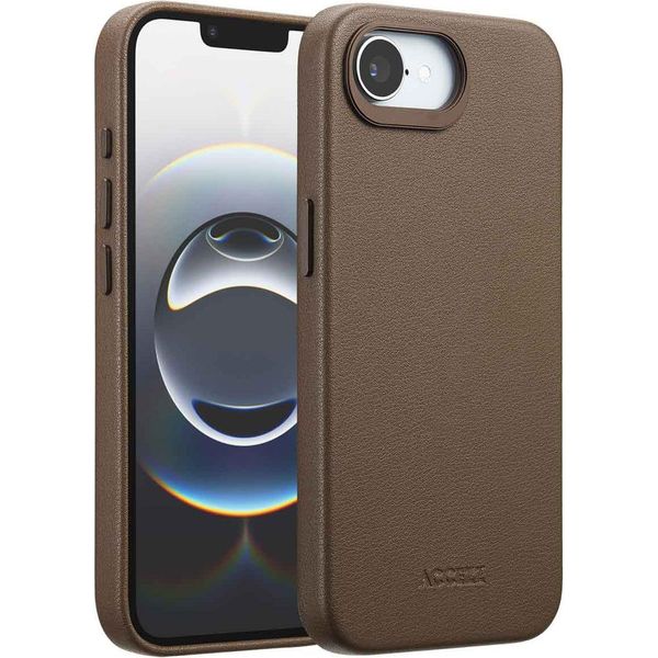 Custodia Per Iphone 16E - Vera Pelle - Custodia Rigida/Cover Posteriore Accezz - Marrone Scuro-image