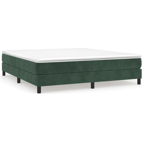 Syfax™ Struttura Letto A Rete A Molle Verde Scuro 160X200 Cm In Velluto-image
