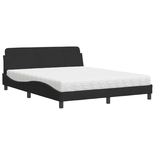 Syfax™ Letto Con Materasso Dover Nero 160X200 Cm In Velluto-image