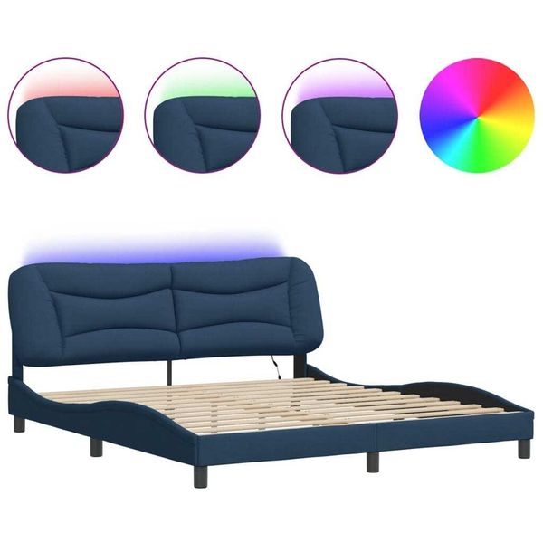 Syfax™ Giroletto Con Led Senza Materasso Hvar Blu 180X200 Cm In Tessuto-image