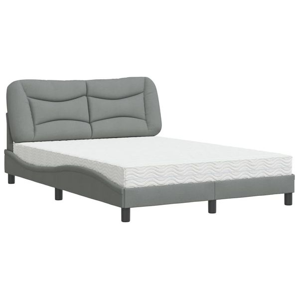 Syfax™ Letto Con Materasso Hvar Grigio Chiaro 140X200Cm Tessuto-image
